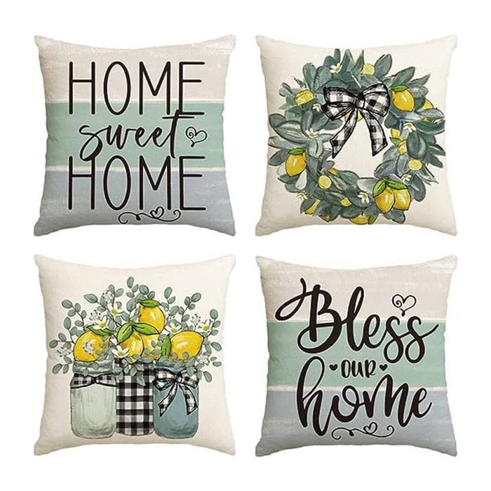 Catzon 4 Pcs Linen Throw Pillow Covers Autumn for Home