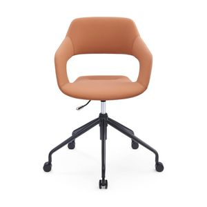 Sabia Oliver Medium Back Pre-Assembled Office Chair Tan Upholstered Black Frame