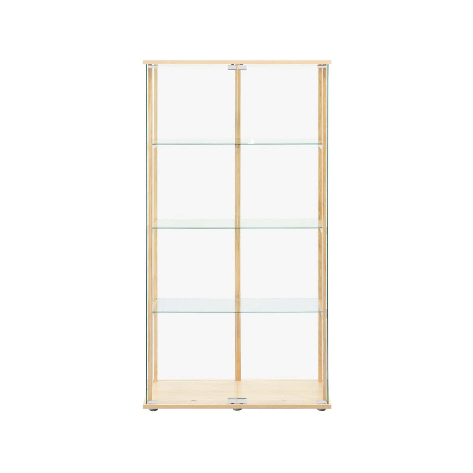 Design Square Jude 4 Tier Glass Display Shelf Storage Cabinet W 2 Doors Beech Bunnings Australia