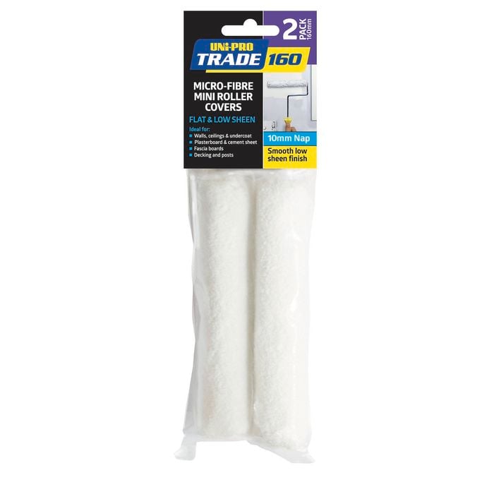 UNi-PRO Trade 160mm Pro Microfibre Roller Cover  2 Pack 11mm Nap