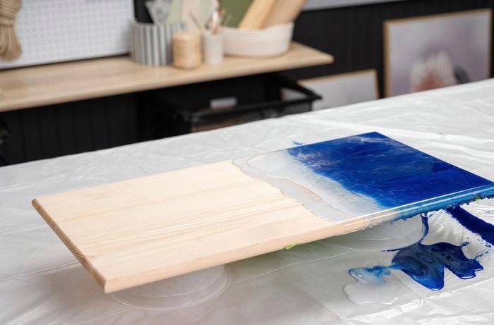 Close up of a resin wood board.