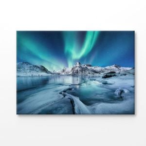 Aurora Winter Landscape in Night Print 100% Australian Made 120x90cm (Stretched Canvas)