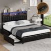 Oikiture Bed Frame 4 Drawers Storage Beds with LED Storage Bedhead- Queen