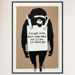 Galrie Banksy Laugh Now Art Print 2003 - Iconic Wall Decor, Black Frame, A4 21 x 30cm (8 x 12inch)