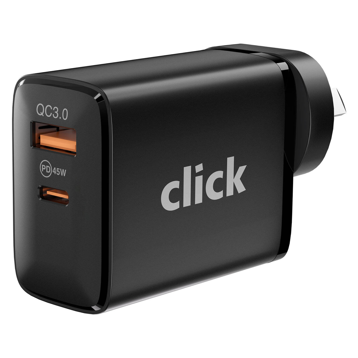 Click 45W Black Dual Wall Charger - Bunnings Australia