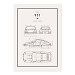 Classic Car Blueprint - Porsche 911 A1 Poster Print