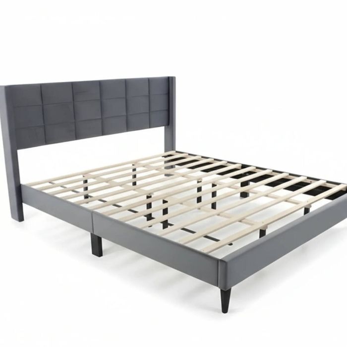 Neron Velvet Bed Frame Charcoal - King