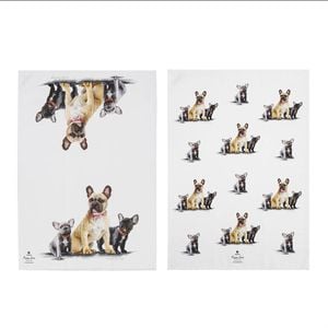 Ashdene Puppy Love Set Of 2 Tea Towels - French Bulldog