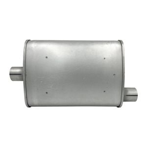 GASO Oval Muffler, 2" In/Out, Offset/Centre, 8" x 4" x 14" Triple Flow Glass Packed