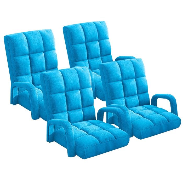 SOGA 4X Blue Recliner Chair with Armrest