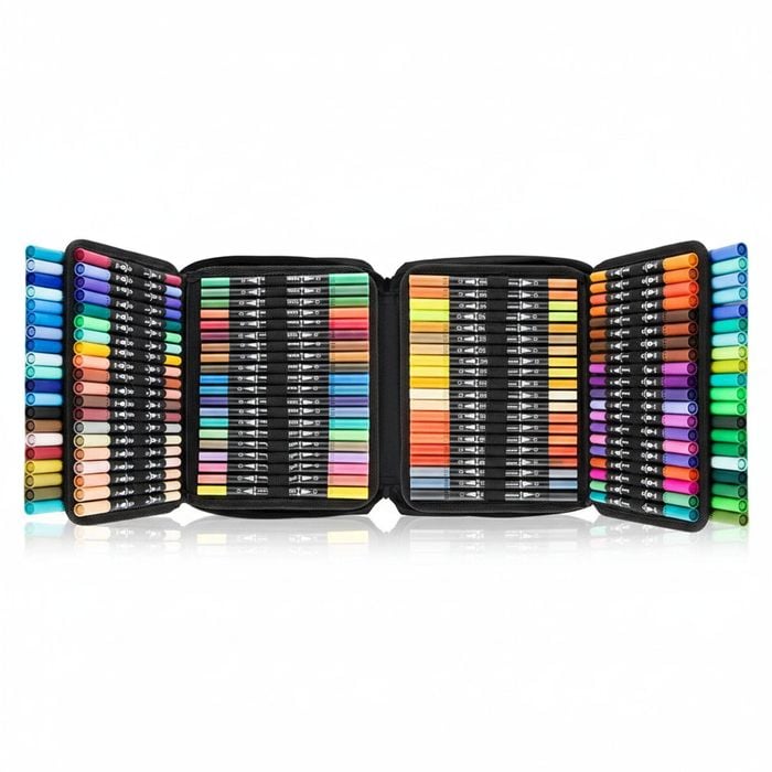 160 Color Brush Pens for Adult Coloring Books - Water-Based & Dual