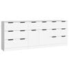 vidaXL Sideboards 3 Piece White Cupboard Side Storage Cabinet