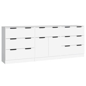 vidaXL Sideboards 3 Piece White Cupboard Side Storage Cabinet