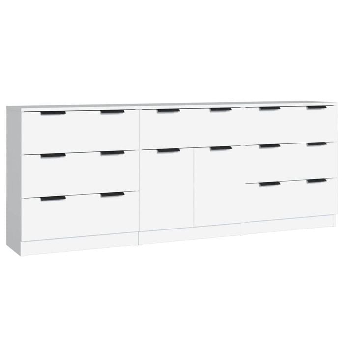 vidaXL Sideboards 3 Piece White Cupboard Side Storage Cabinet