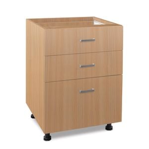 Flatpax Utility 600mm Woodgrain 3 Drawer Floor Cupboard