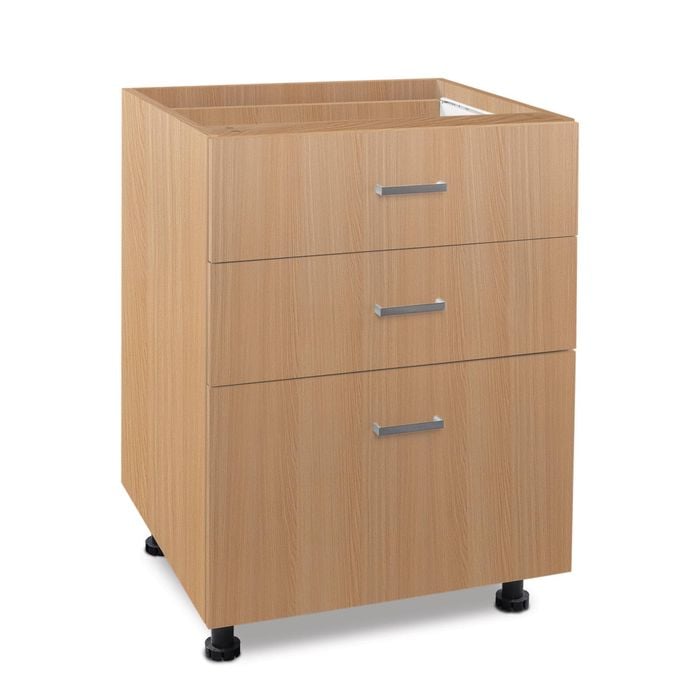 Flatpax Utility 600mm Woodgrain 3 Drawer Floor Cupboard - Bunnings ...