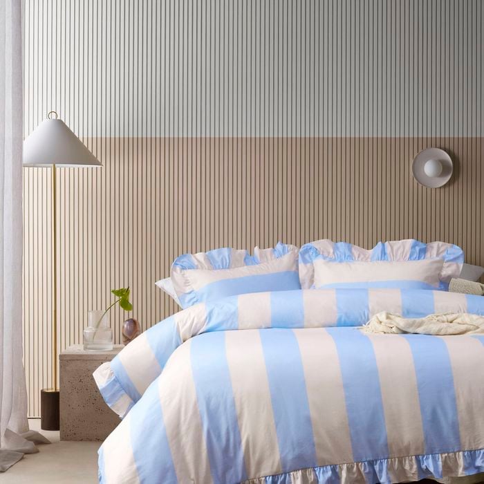 Candy Ruffle Blue Washed Cotton Quilt Cover Set  - Queen Bed