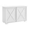 Design Square Elector Wooden Buffet Unit Sideboard Strage Cabinet W/ 2-Sliding Doors White