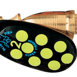 Size 2 Blue Fox Vibrax Hot Pepper 6gm Spinner Lure - Black/Yellow