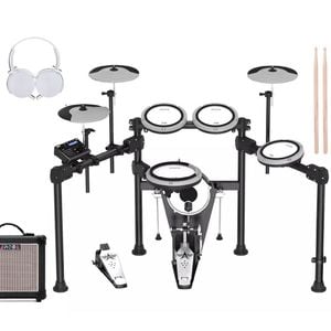 Aroma 5 Piece Electronic Drum Kit Premium with Amp Package