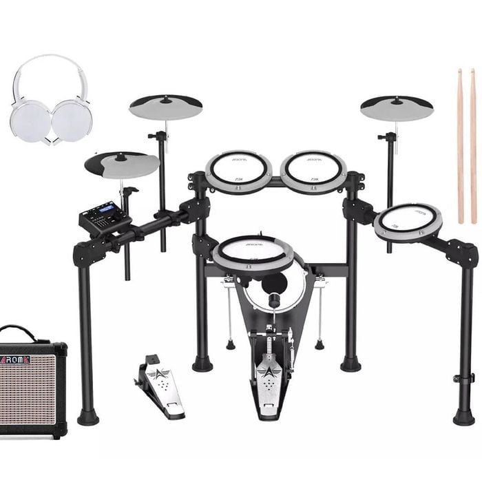 Aroma 5 Piece Electronic Drum Kit Premium with Amp Package