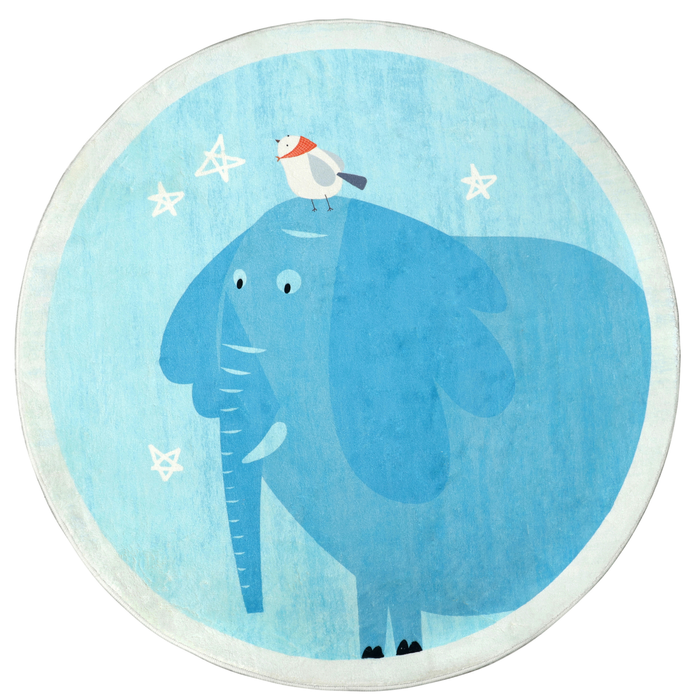Childrens 100cm Round Elephant Rug