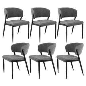 Artiss Dining Chairs Set Of 6 Linen Fabric Soft Upholstered Chairs Grey