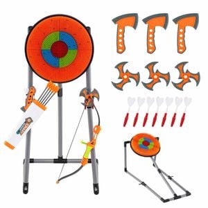 Costway 4in1 Bow & Arrow Set Archery Toy Throwing Target Game Set Orange