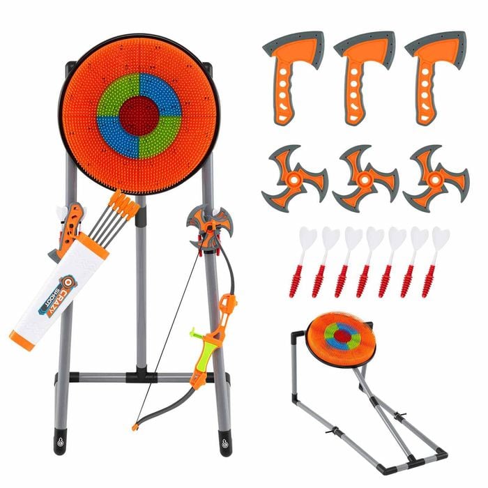 Costway 4in1 Bow & Arrow Set Archery Toy Throwing Target Game Set Orange
