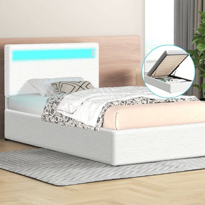 ALFORDSON Bed Frame RGB LED Gas Lift Single