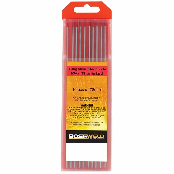 Bossweld 1.6mm 2% Thoriated Tungsten Electrode - 10 Pack