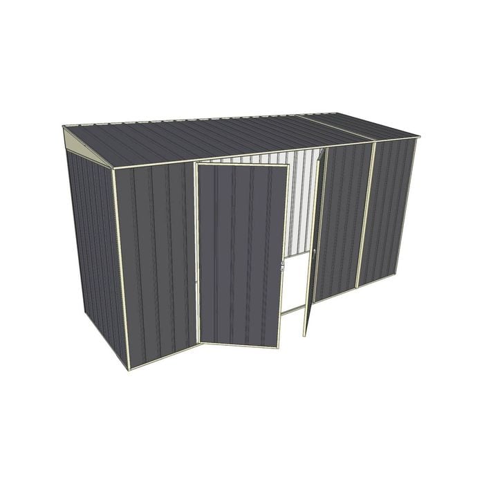 Build-A-Shed 1.2 x 3.7 x 2.0m Skillion Double Hinged Side Doors Shed - Grey