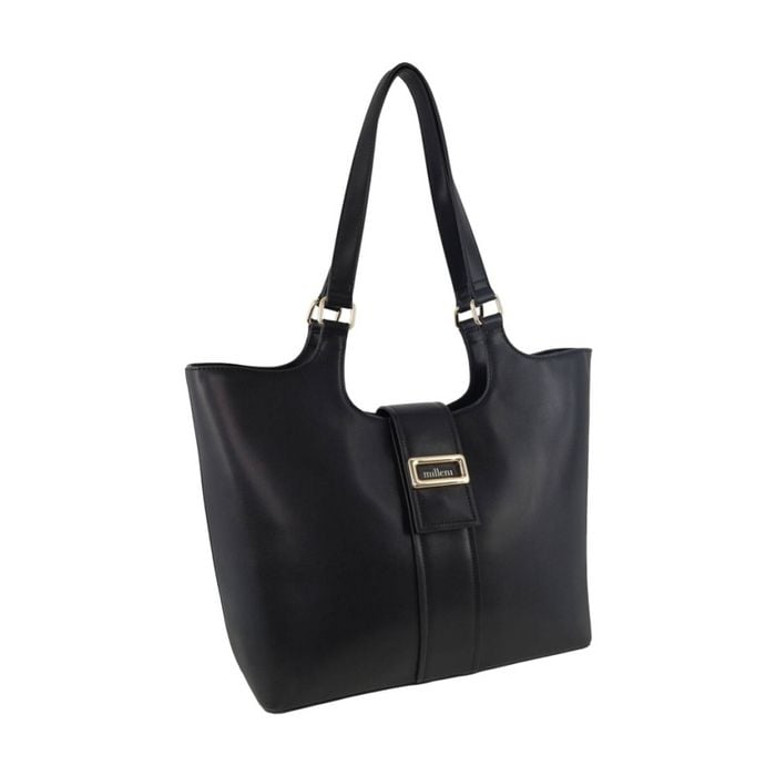 Milleni Women's Handbag Vegan Leather Fashion Chic Caryall Tote Bag Black