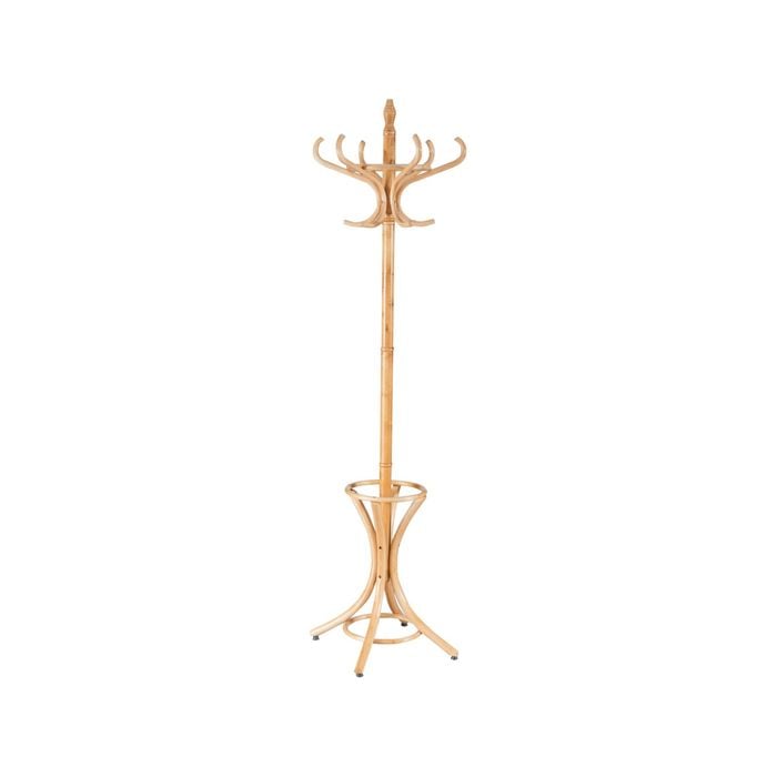 Costway 12 Hook Wood Coat & Hat Stand Natural