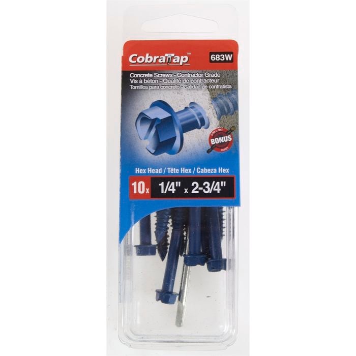Cobra 6 x 70mm Hex Head Concrete Screw With Drill - 10 Pack