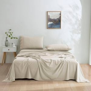 Dreamaker Micro Flannel Sheet Set Super King Bed Stone