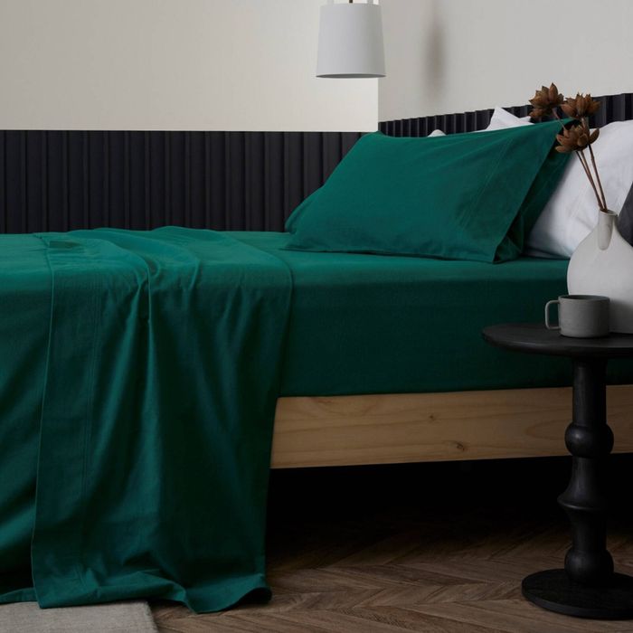 Bedding Co. Flannelette Sheet Set 100% Organic Cotton Emerald Green Queen