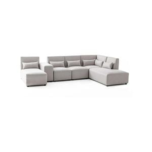 Foret 6 Seater Sofa Modular Corner Lounge Couch Fabric Right Chaise Beige L Shape