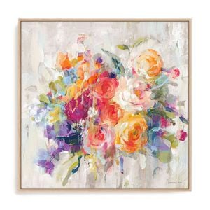 Artey | Sun Drenched Bouquet Autumn - Framed Canvas - Natural Frame - 100 x 100cm