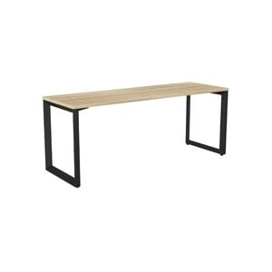 Olg Anvil Single Black Frame New Oak Ravine Top Scallop Office Desk L1800mm X W750mm