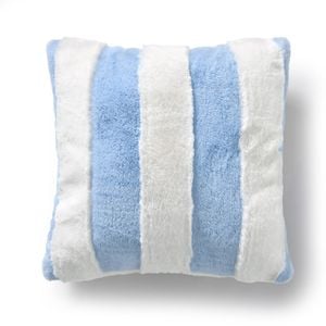 Dreamaker Denver Carved Stripe Faux Fur Cushion Sky 50x50cm