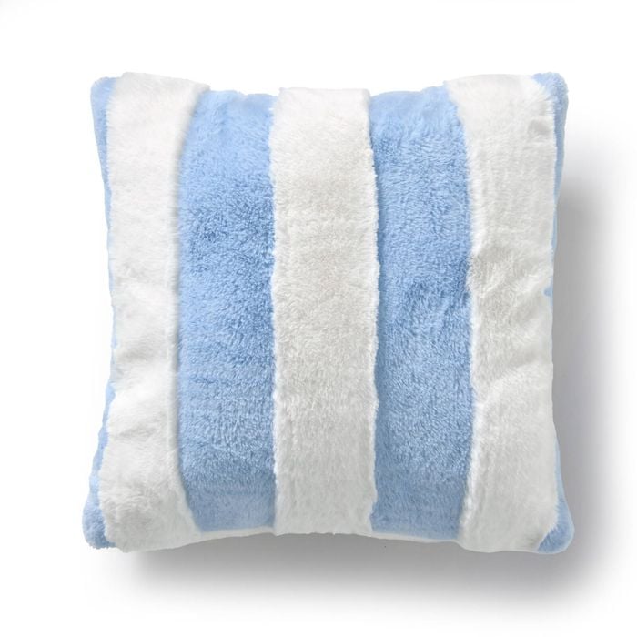 Dreamaker Denver Carved Stripe Faux Fur Cushion Sky 50x50cm