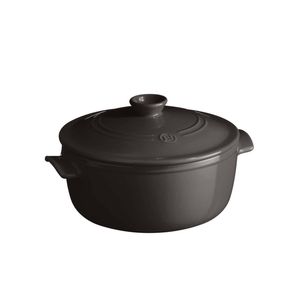 Emile Henry 2.6L/22cm Ceramic Round Stewpot w/ Lid Charcoal