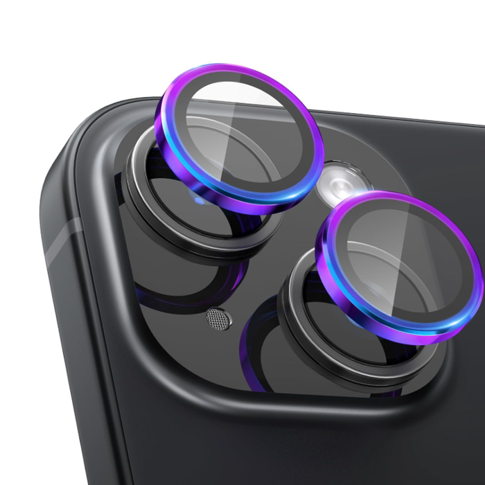 Metal Camera Lens Glass Individual Eagle Protector Cover - For Apple iPhone 14 / 14 Plus / 15 / 15 Plus (2pcs) - Rainbow