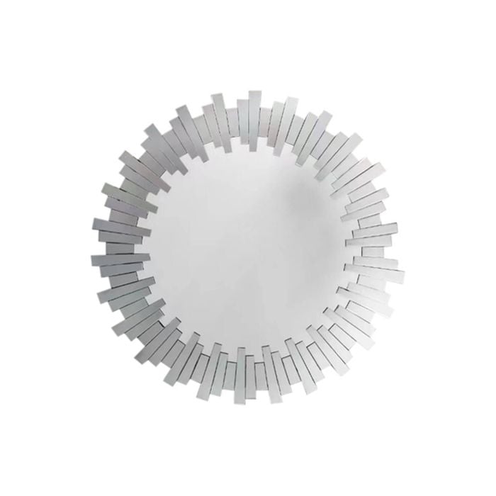 Sunburst Round Wall Mirror with Layered MDF Frame