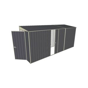 Build-A-Shed 1.2 x 4.5 x 2.0m Tunnel Shed Tunnel Hinged Door with 1 Sliding Side Door - Grey