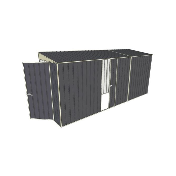 Build-A-Shed 1.2 x 4.5 x 2.0m Tunnel Shed Tunnel Hinged Door with 1 Sliding Side Door - Grey