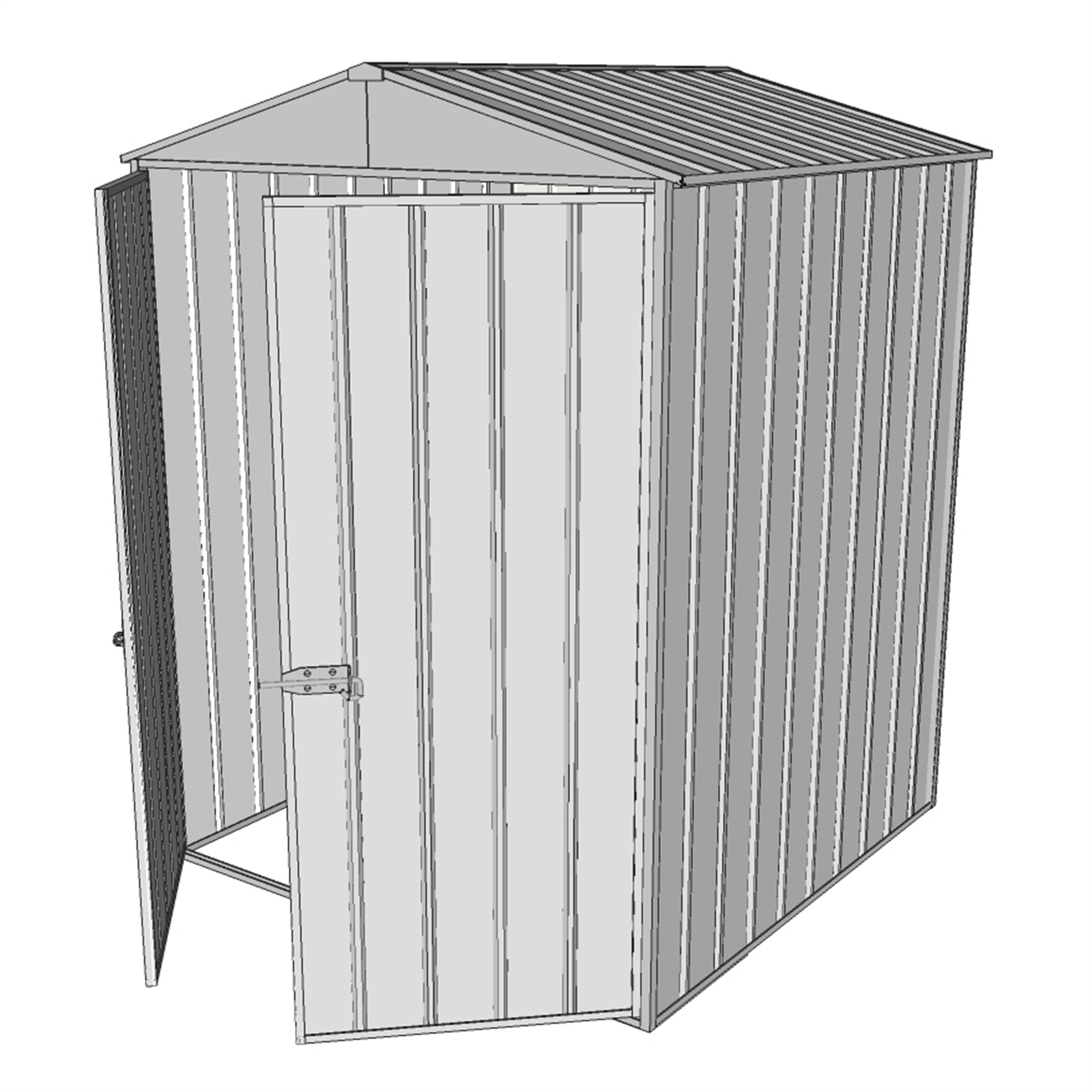 Build-a-Shed 1.5 x 1.5 x 2.3m Double Hinged Door Gable Shed with Single Hinged Side Door - Zinc thumbnail 2