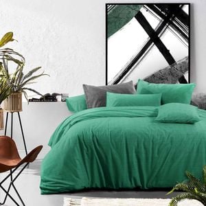 Amsons 100% Cotton King Quilt Cover Set - Textured Print - Mountain Meadow - Green
