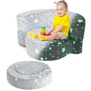 Costway Luminous Foldable Sofa Convertible Play Mat Grey